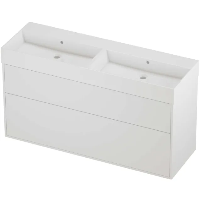 Proline Zara Badmeubelset Porselein Loft Dubbel 140x46x78 cm Glans Wit Mat White Mat Wit