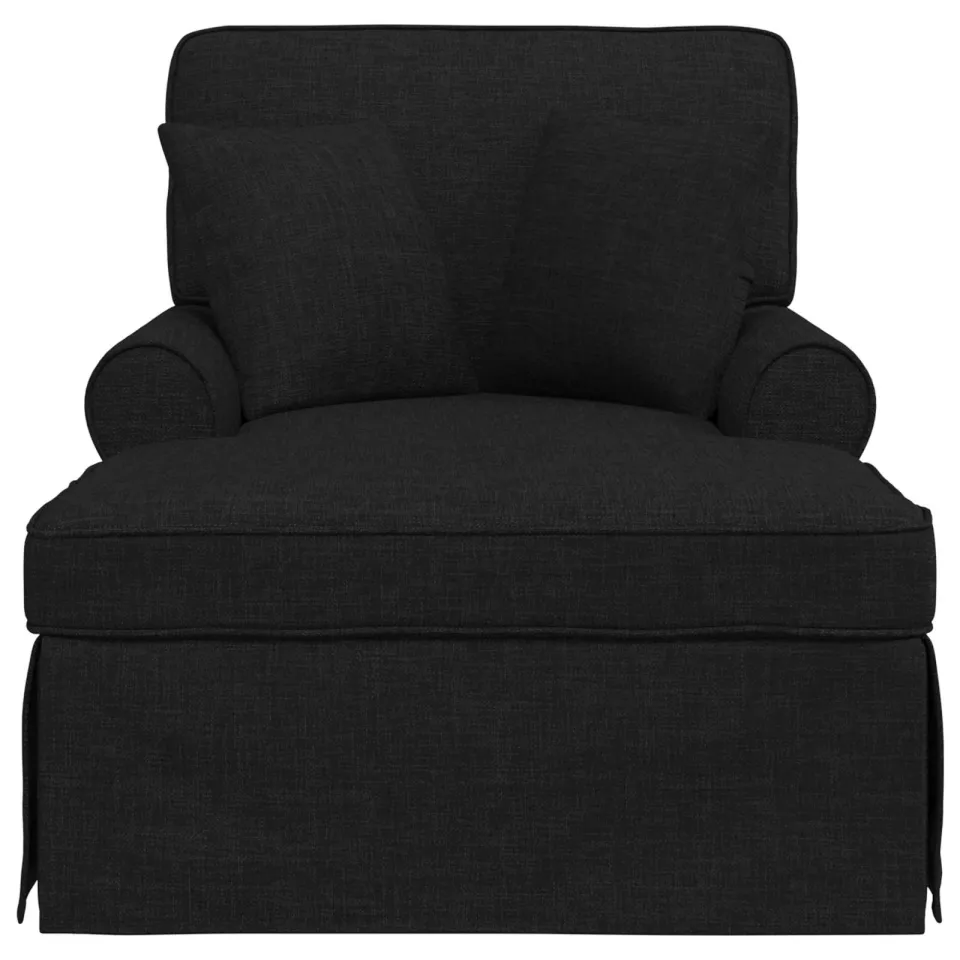 vidaXL Chaise Lounge met Rok 3 st Zwart Stof 91 x 157 x 91 cm, foto 4