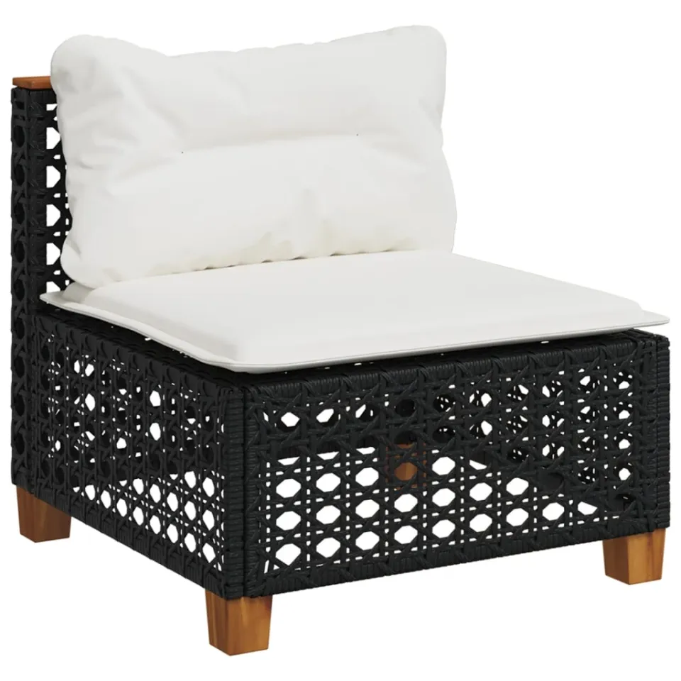 vidaXL 7-delige Loungeset met kussens poly rattan zwart, foto 4