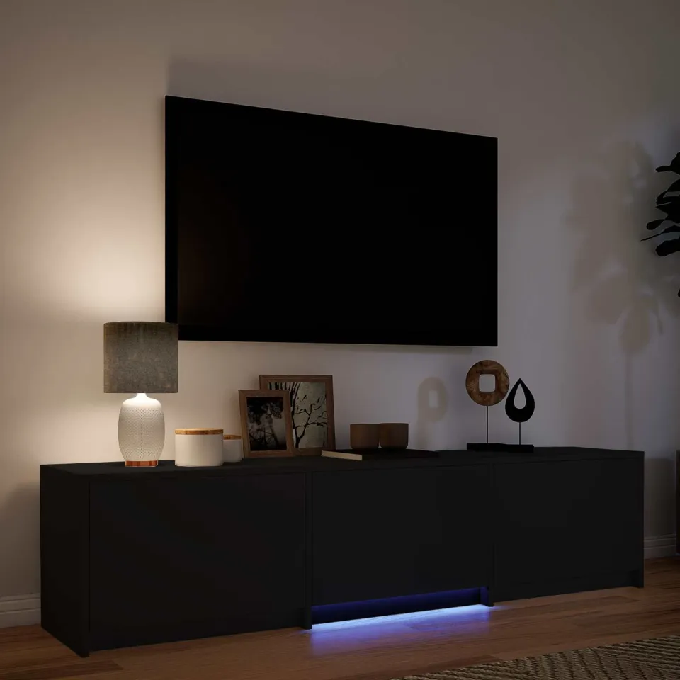 vidaXL TV-kast met LED 165 x 34 x 40 cm Zwart Geconstrueerd hout, foto 4