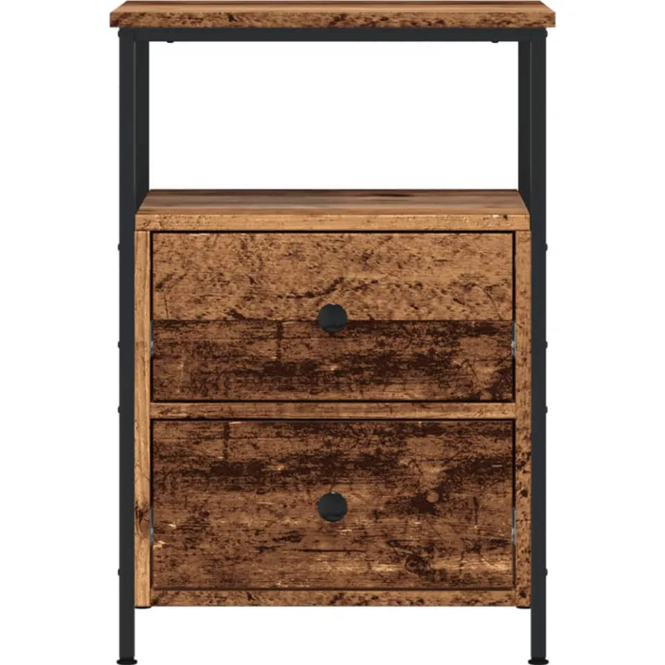 vidaXL Nachtkastje 34x35,5x50 cm bewerkt hout oud houtkleurig bruin, foto 4
