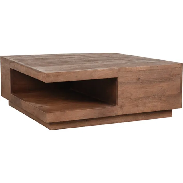 LABEL51 Square Salontafel - Bruin - Hout - 80 cm Espresso