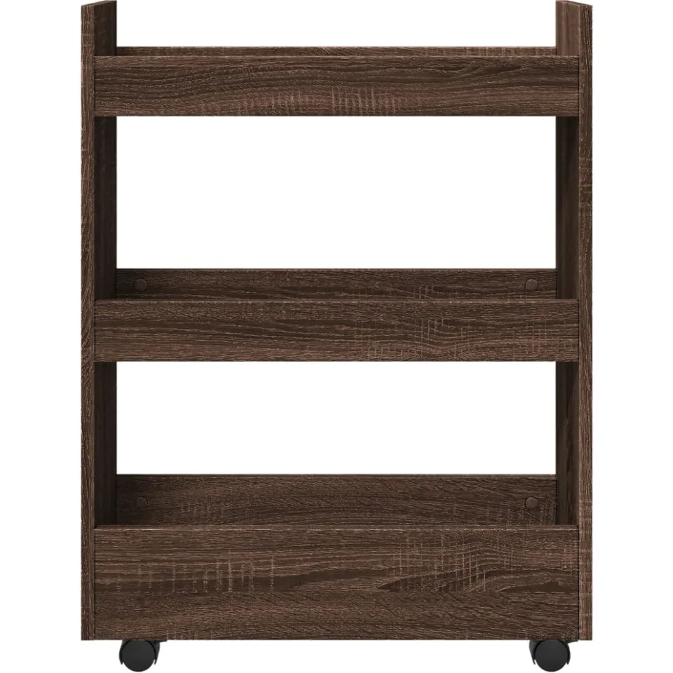 vidaXL Opbergtrolley smal 3-laags bewerkt hout bruin eikenkleurig, foto 4