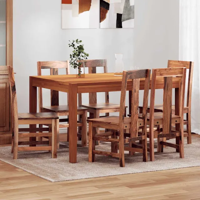 vidaXL Eetkamerstoelen 6 st massief hout bruin, foto 2