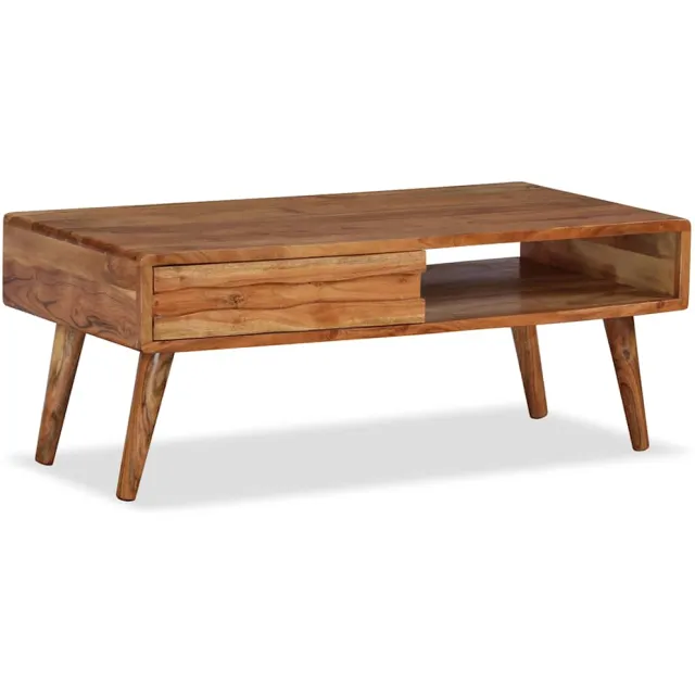 vidaXL Salontafel met bewerkte lade 100x50x40 cm massief hout Bruin
