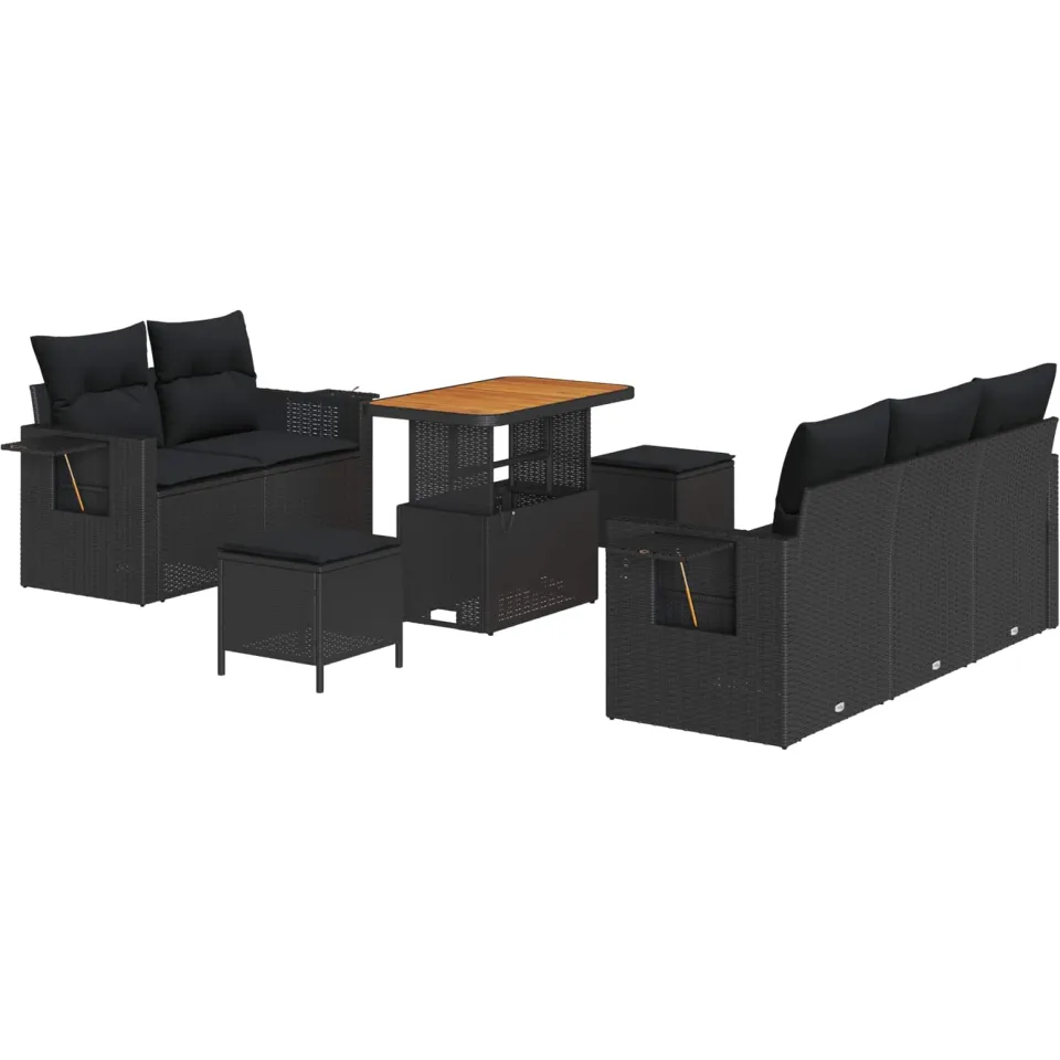 vidaXL Tuin Sofa Set 8 st Zwart poly rattan