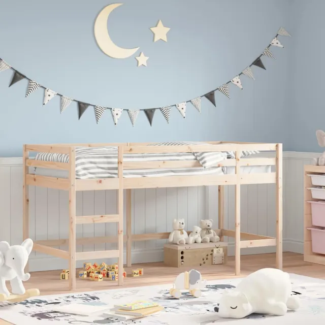 vidaXL Kinderhoogslaper met ladder 80x200 cm massief grenenhout bruin
