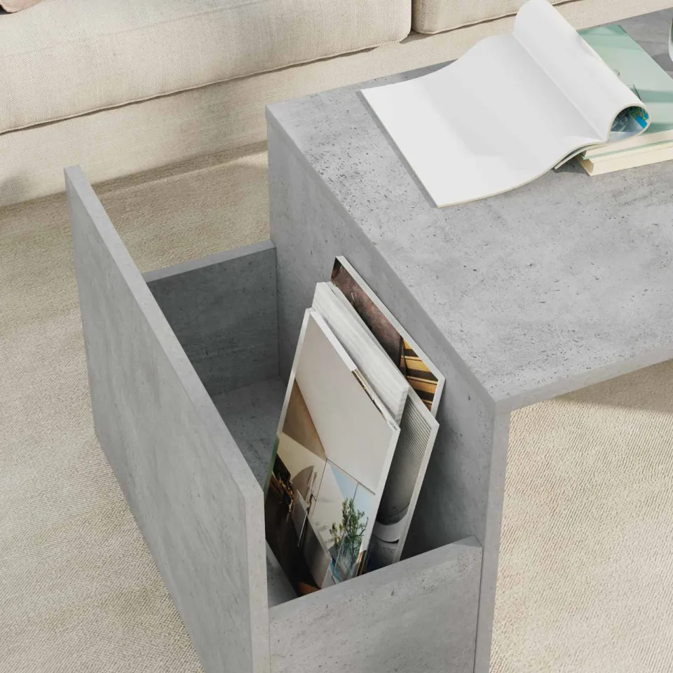 vidaXL Salontafel Beton Grijs 90 x 45 x 35 cm Bewerkt hout, foto 4