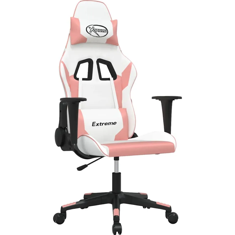 vidaXL Gamestoel kunstleer wit en roze, foto 3
