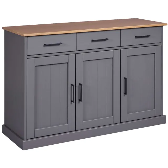 Interlink SAS Interlink - dressoir 3Deuren en 3 laden Forenzo grijs- massief grenen - 131 x 86 cm