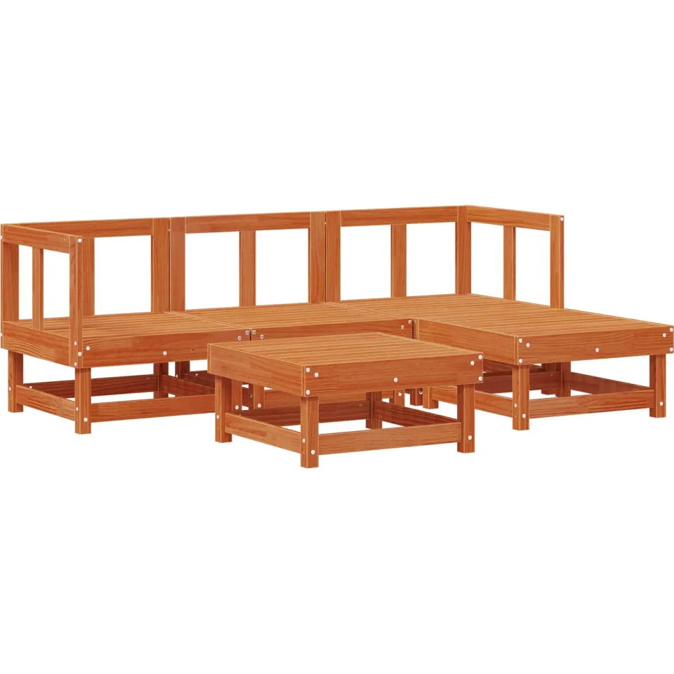 vidaXL Tuin loungeset 5 st Waskleur Bruin Massief grenenhout, foto 4