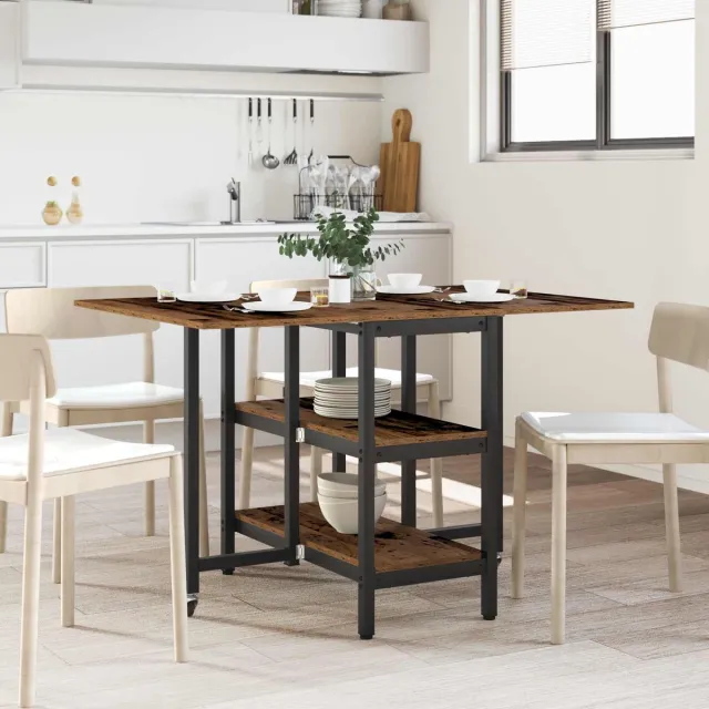 vidaXL Eettafel - 122 - x - 80 - x - 76,5 - cm - Bewerkt - hout - Oud - hout - Rechthoekig Oud hout