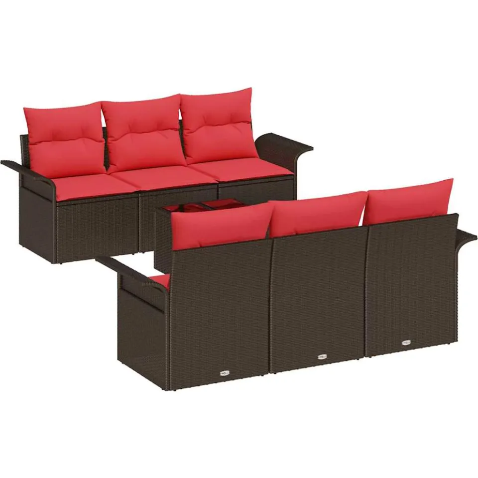 vidaXL Tuin Sofa Set 7 st Bruin poly rattan