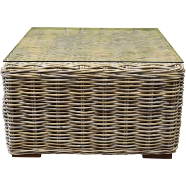 avh Nissah lounge tuintafel met glasplaat. 75x75xH43 cm rotan