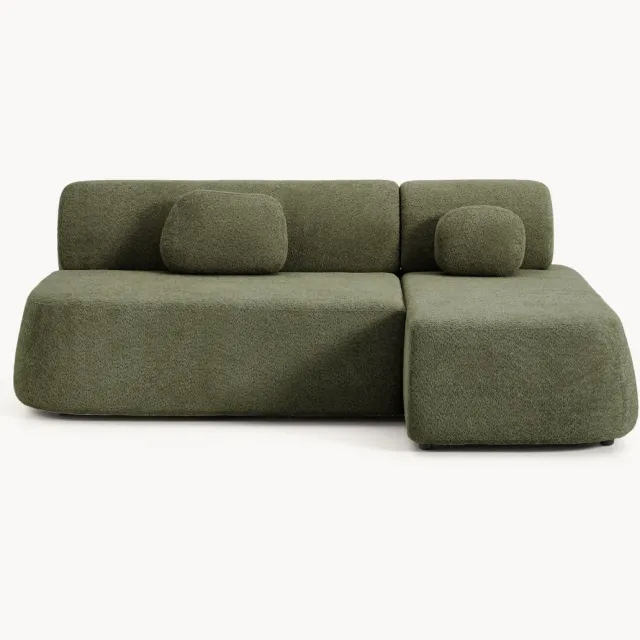 Westwing Collection Hoekbank Pao (2-zits) van teddy-bouclé Groen