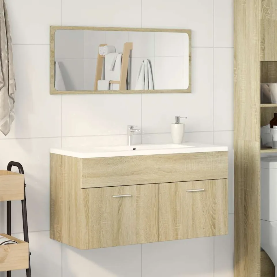 vidaXL 2-delige Badkamermeubelset bewerkt hout sonoma eikenkleurig, foto 2