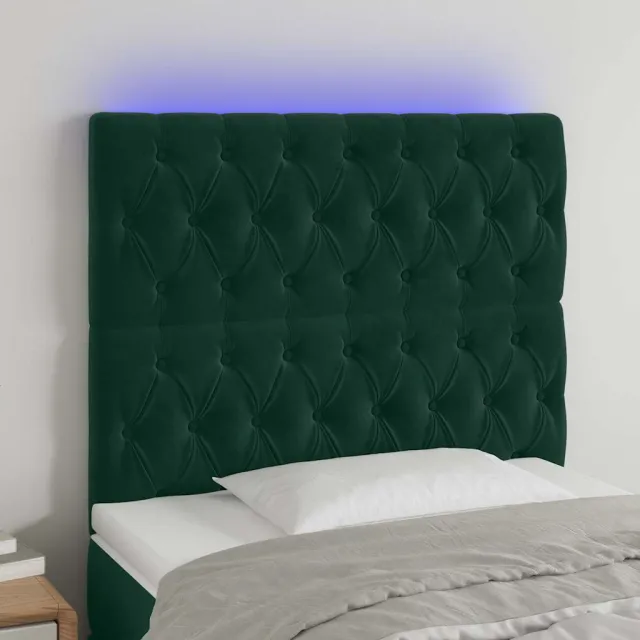 vidaXL Hoofdbord LED 100x7x118/128 cm fluweel donkergroen