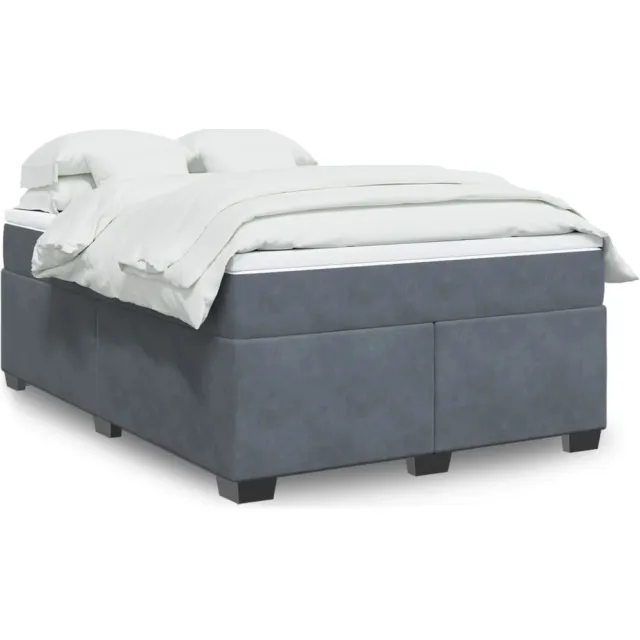 vidaXL Boxspring met matras fluweel donkergrijs 140x200 cm grijs