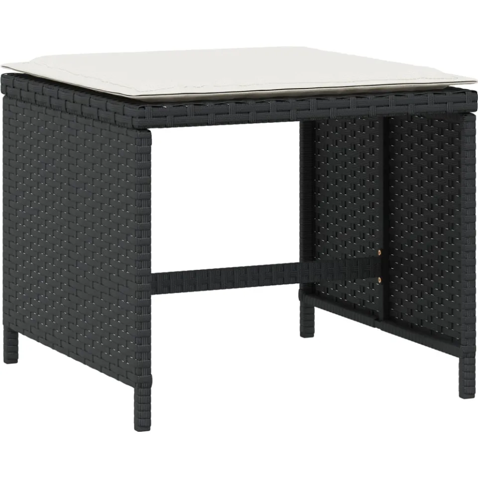 vidaXL Tuinkrukken 4 st met kussens 40x40x35 cm poly rattan zwart, foto 4