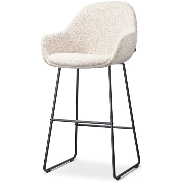 Nolon Nino-Mae barkruk bouclé beige - zwart onderstel - 75 cm