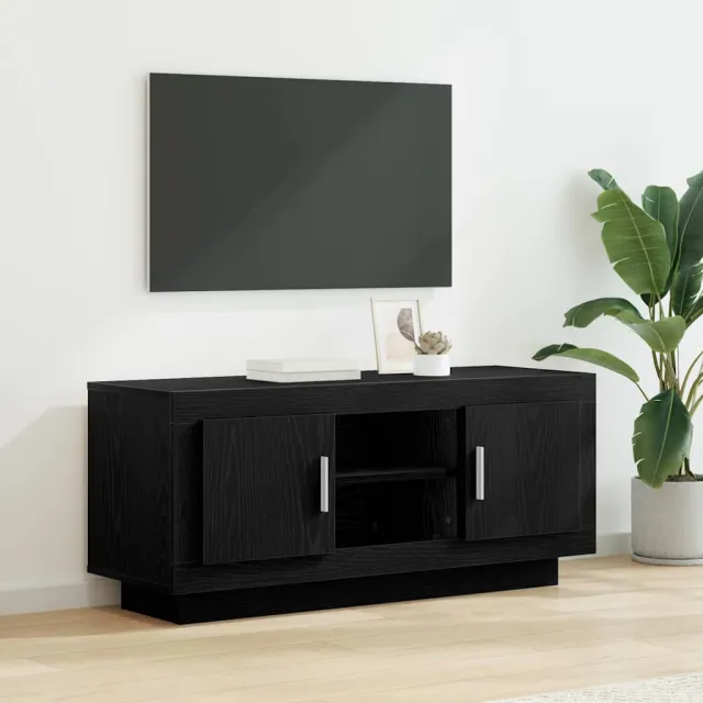 vidaXL TV-kast 102 x 35 x 45 cm Zwart Eiken Bewerkt hout