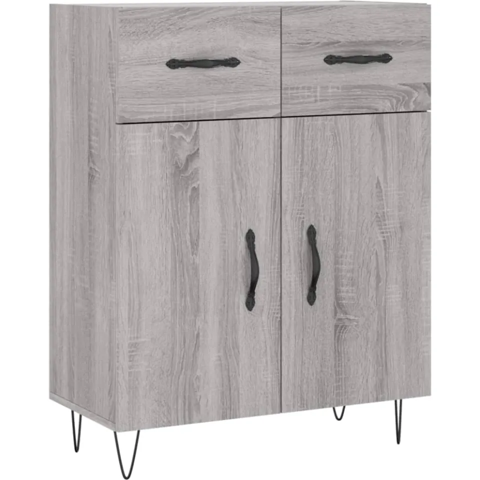 vidaXL Dressoir 69,5x34x90 cm bewerkt hout grijs sonoma eikenkleurig, foto 3