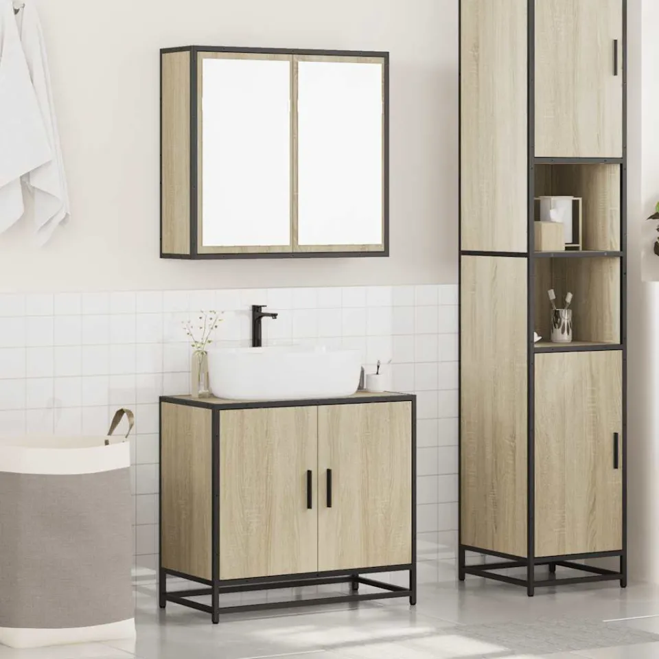 vidaXL 2-delige Badkamermeubelset bewerkt hout sonoma eikenkleurig, foto 2