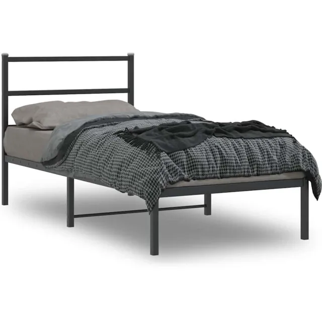 vidaXL Bedframe met hoofdbord metaal zwart 90x190 cm