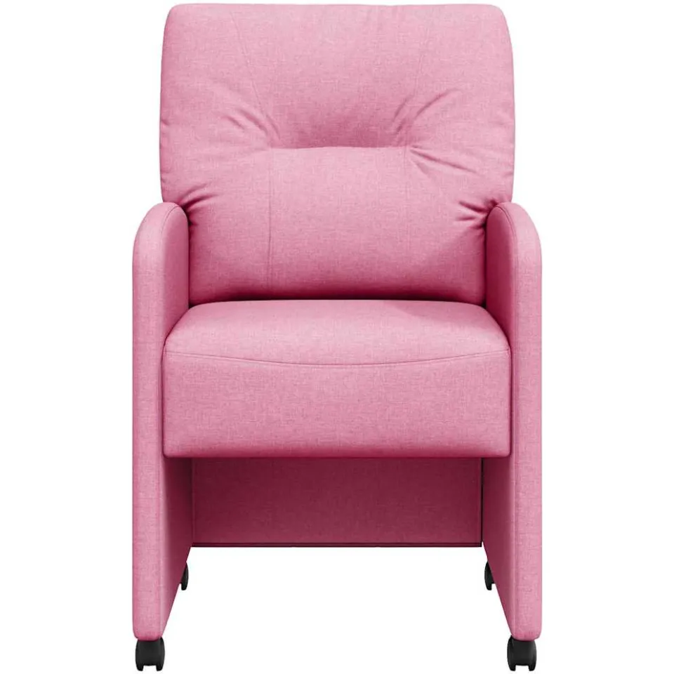 vidaXL Eetkamerstoelen met Wieltjes 2 st Stof Roze 57 x 67 x 95 cm, foto 4