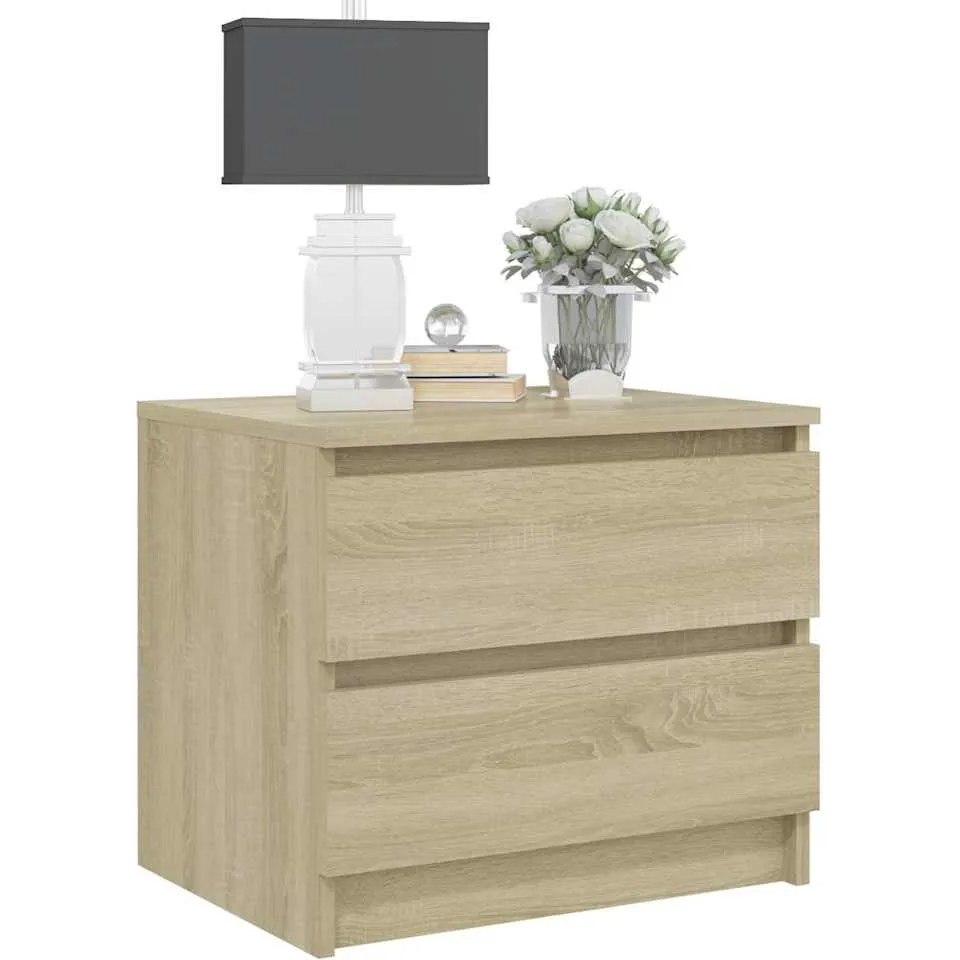 vidaXL Nachtkastje 50x39x43,5 cm bewerkt hout sonoma eikenkleurig Bruin