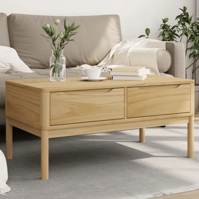 vidaXL Salontafel FLORO 99x55,5x45 cm massief grenenhout wasbruin bruin, foto 2