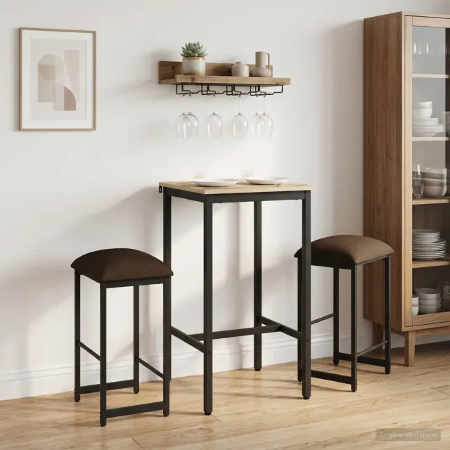 vidaXL Barkruk 2 st Taupe 40 x 32 x 64 cm Bewerkt hout, foto 2