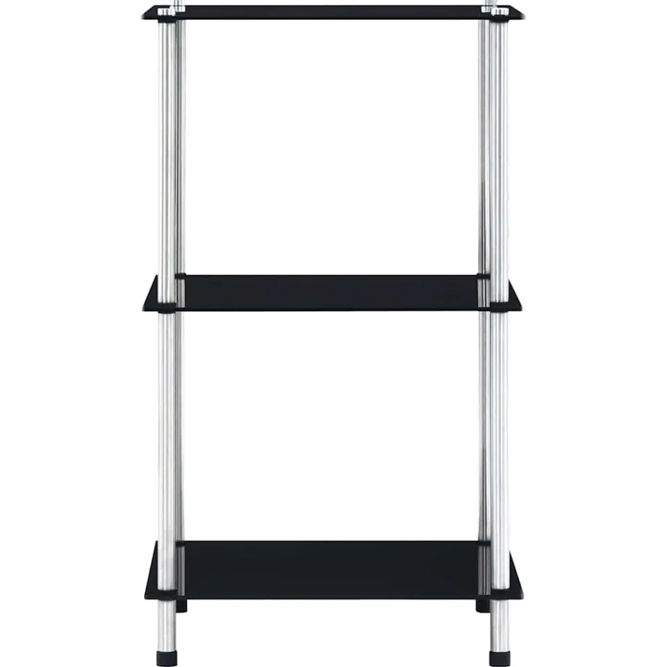 vidaXL Kastje 3-laags 40x40x67 cm gehard glas zwart, foto 2