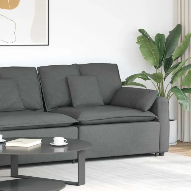 vidaXL Modulaire bank Armleuning eindmodule met kussens 100 cm Grijs