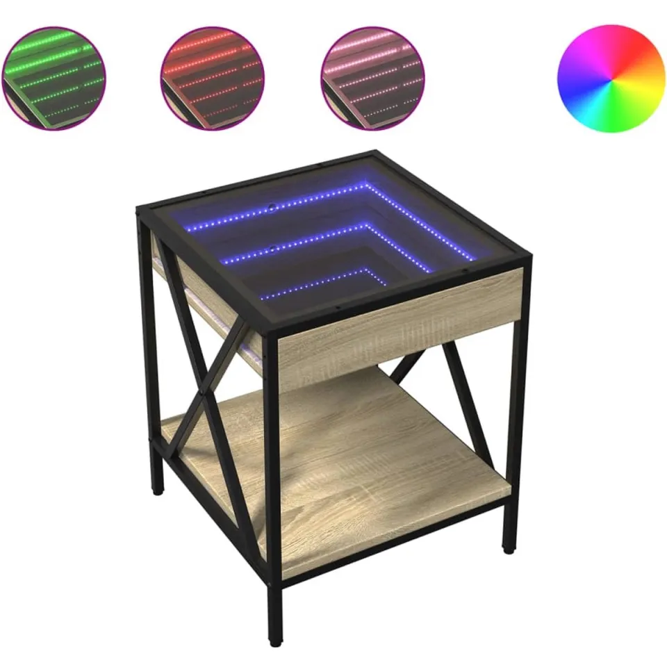vidaXL Salontafel met Infinity LED 40x40x49 cm sonoma eikenkleurig, foto 3