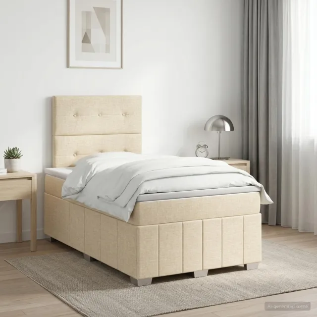 vidaXL Boxspringbed met matras Crèmekleurig 120 x 190 cm Stof