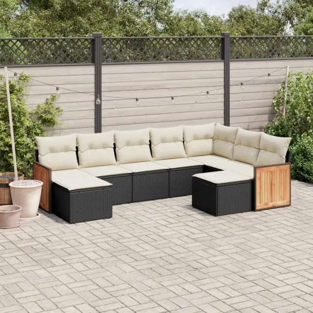 vidaXL 9-delige Loungeset met kussens poly rattan zwart, foto 2
