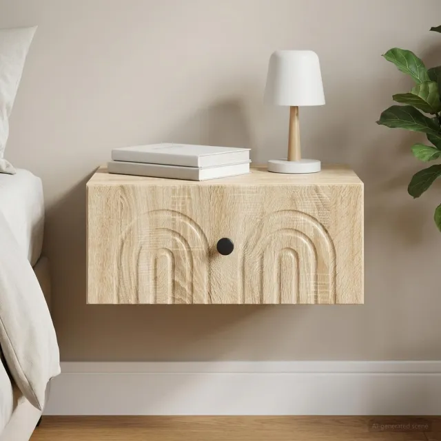 vidaXL Wandbeugel Bedkast Sonoma Eiken 49 x 34,5 x 20 cm Bewerkt hout, foto 2