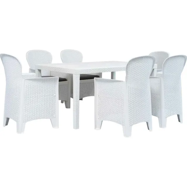 vidaXL 7-delige Tuinset rattan-look kunststof wit