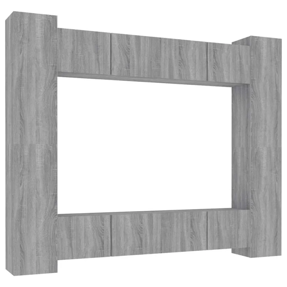 vidaXL 8-delige Tv-meubelset bewerkt hout grijs sonoma eikenkleurig, foto 3