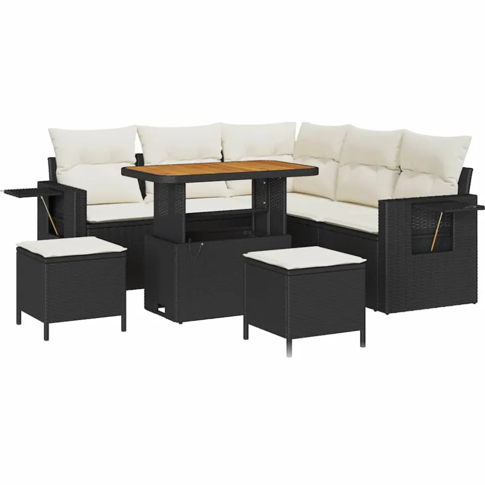 vidaXL Tuin Sofa Set 8 st Zwart poly rattan