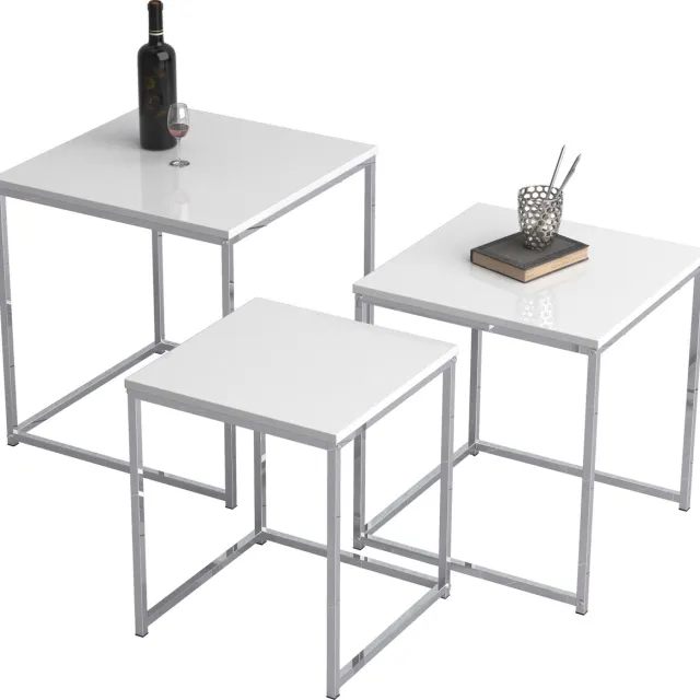 Vcm 3-delige set bijzettafel salontafel salontafel salontafel Glisal Wit