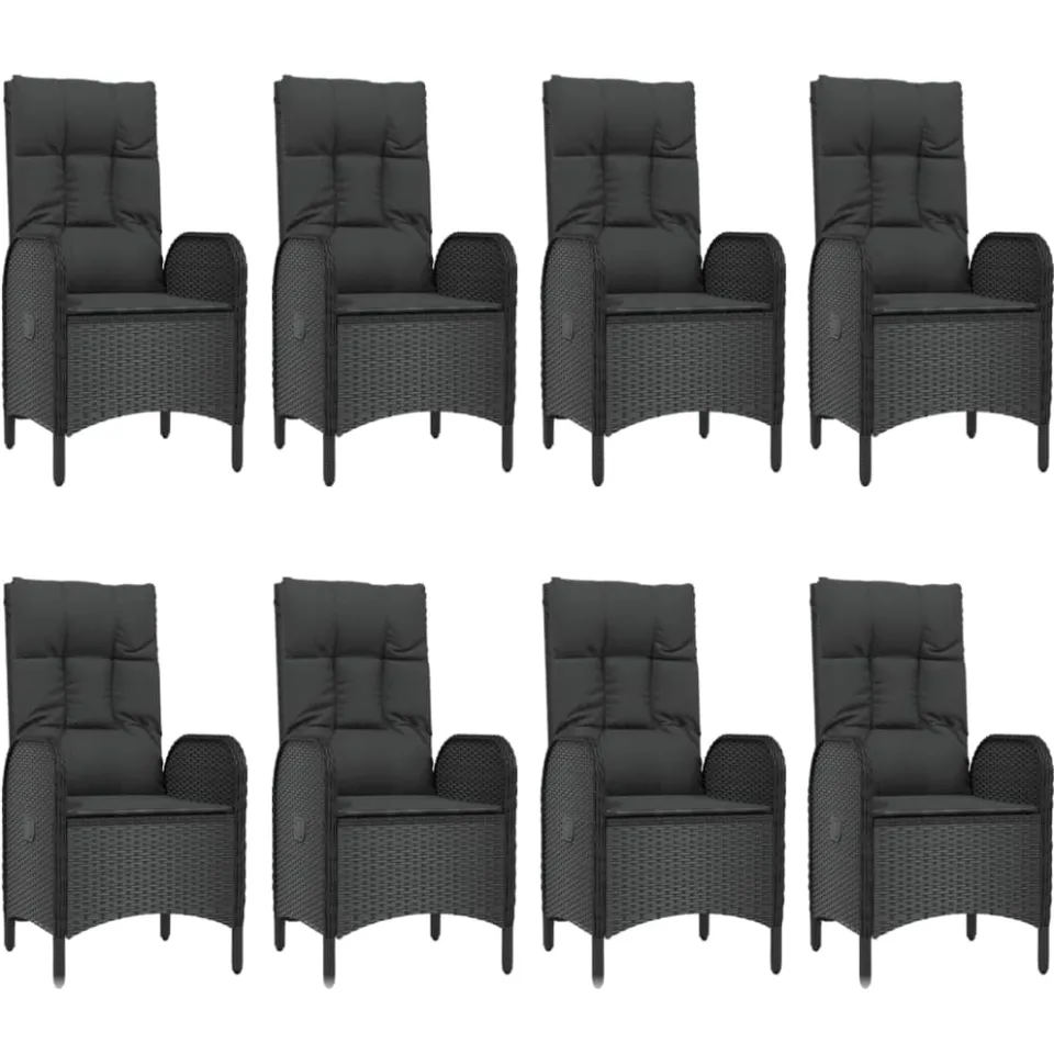 vidaXL 9-delige Tuinset poly rattan zwart, foto 3