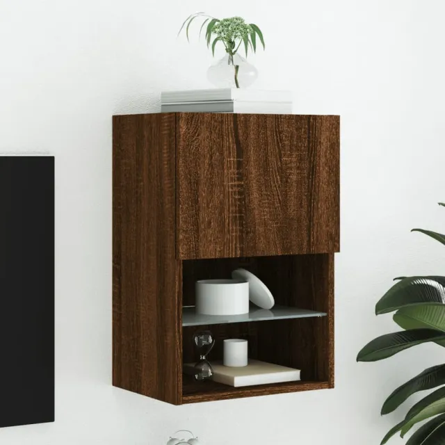 vidaXL Tv-meubel met LED-verlichting 40,5x30x60 cm bruin eikenkleur
