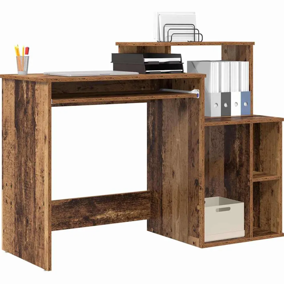 vidaXL Bureau Oud Hout 120,5 x 44 x 88,5 cm Bewerkt hout bruin, foto 3