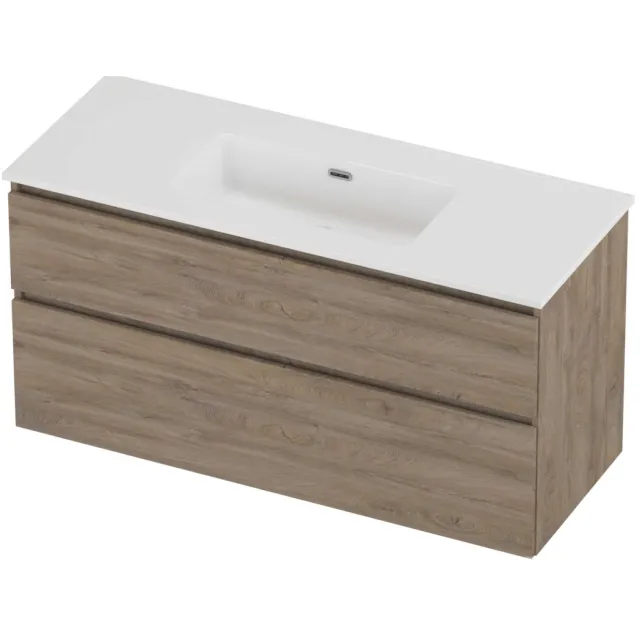 Proline Tribute Badmeubelset Porselein Elegant Enkel 120x46x62 cm Glans Wit Raw Oak Eiken