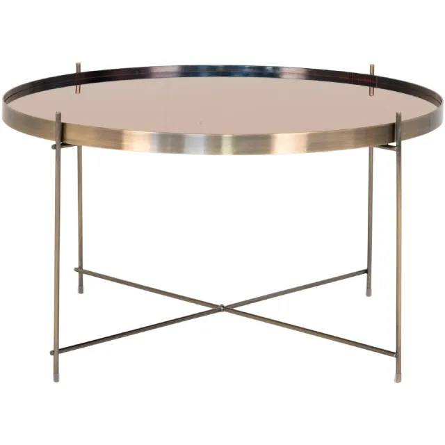 Nest of Nora Salontafel Nido - rond glasblad - Stalen onderstel ø70 x 40 cm - Brass Brons