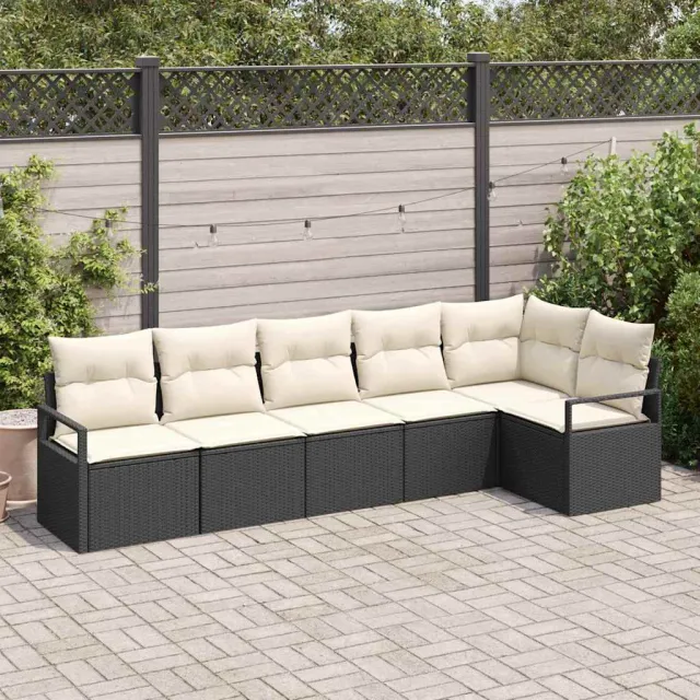 vidaXL Bankstel 6 st Zwart poly rattan, foto 2