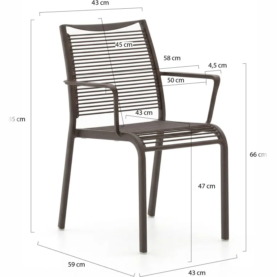 Apple Bee Hawaii/ROUGH-S 220cm dining tuinset 7-delig stapelbaar Bruin