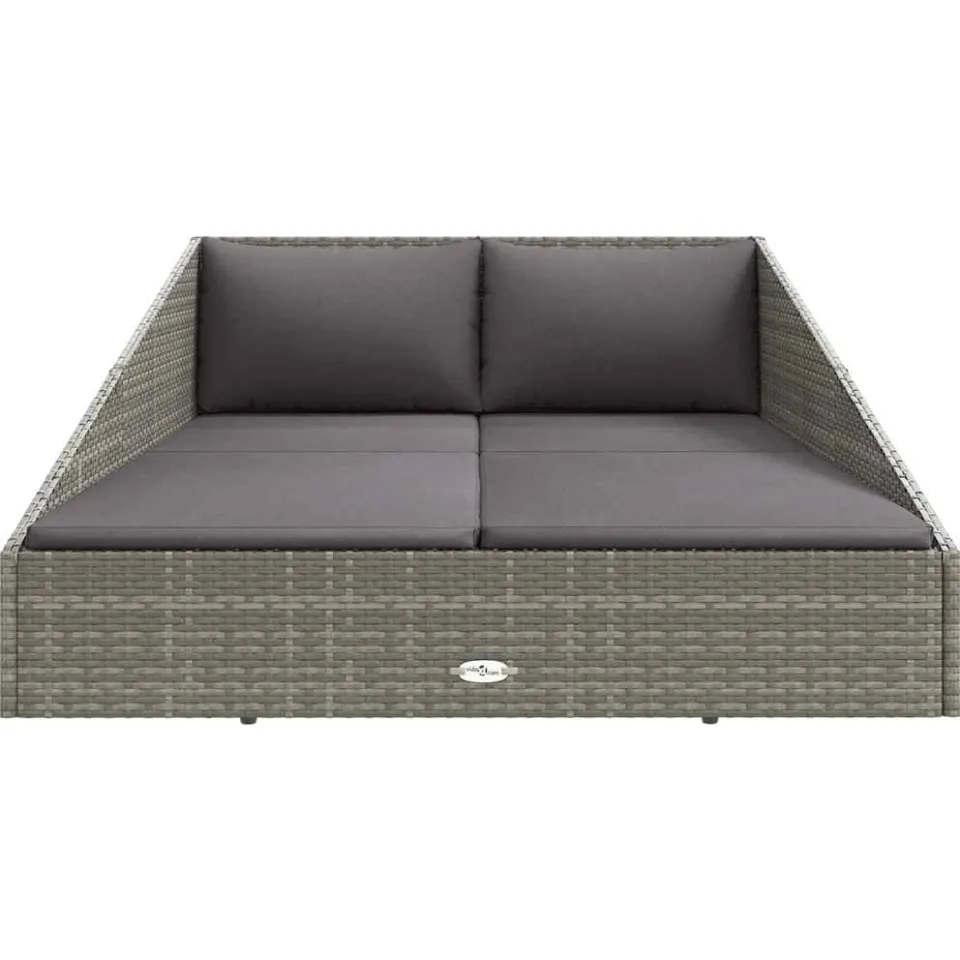 vidaXL Tuinbed 110x200 cm poly rattan grijs